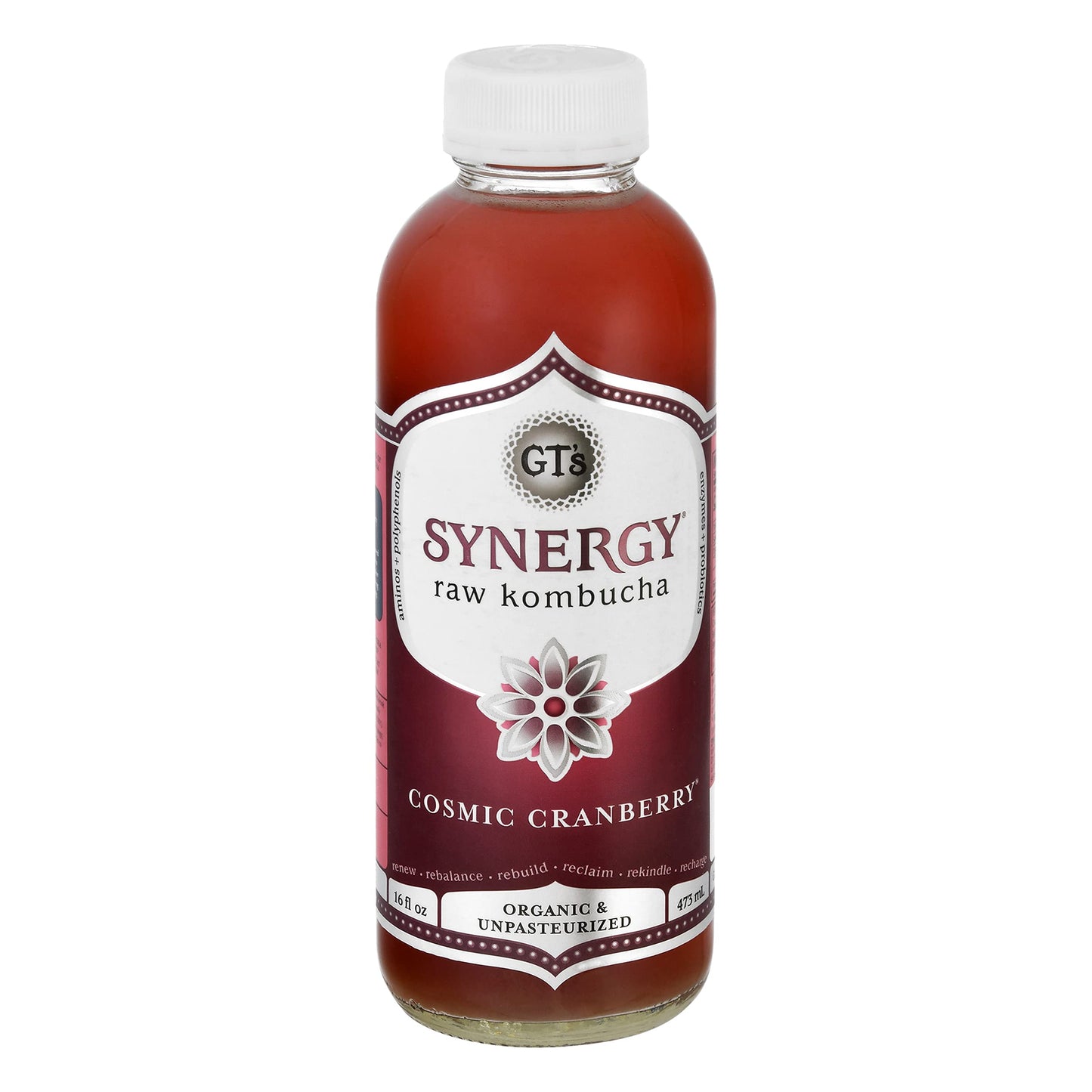 Gts Enlightened Synergy Organic And Raw Kombucha Cosmic Cranberry, 16 Ounce - 12 Per Case.