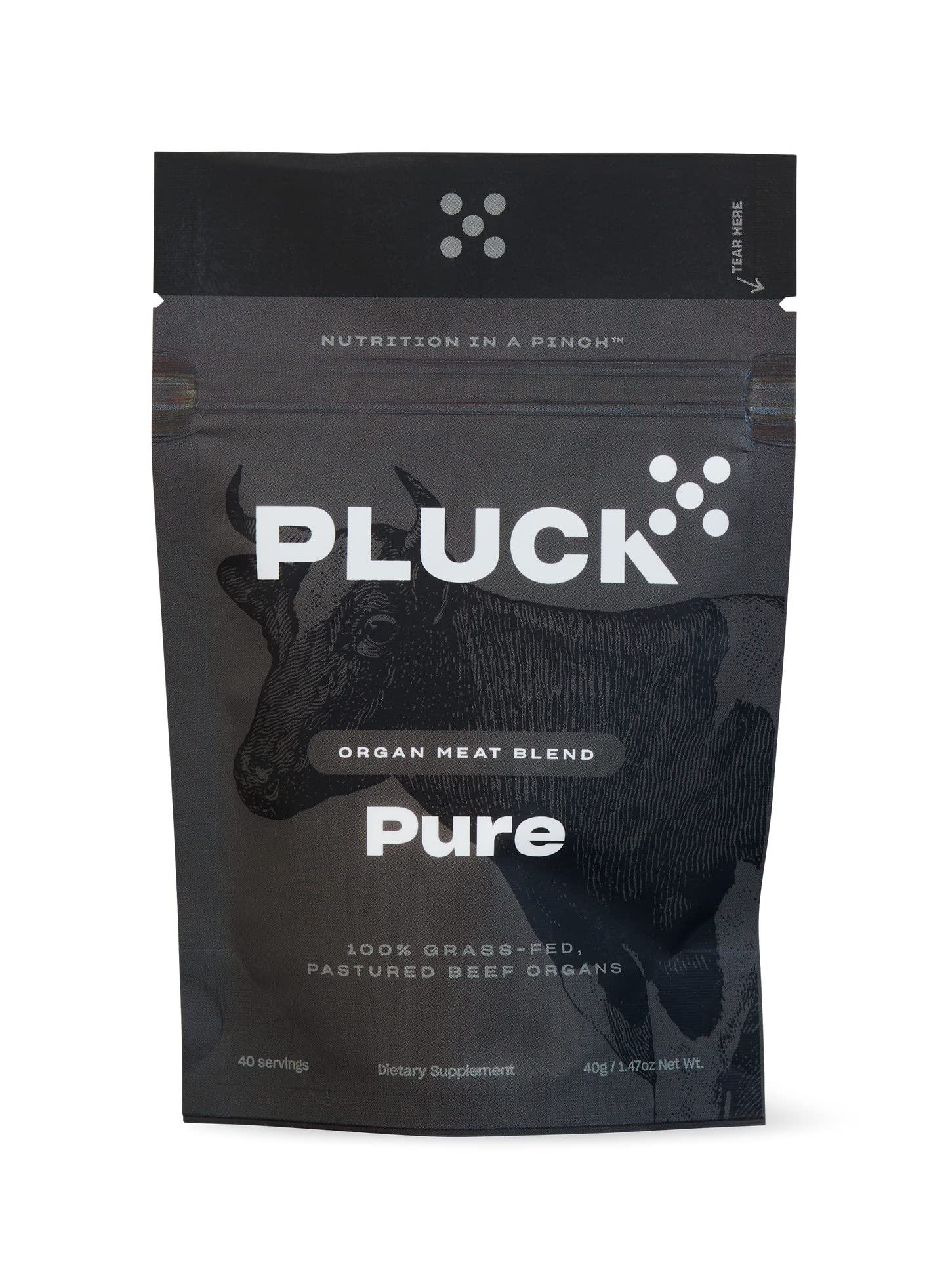 PLUCK Beef Organ Supplement Powder | 100% Grass Fed Liver, Kidney, Spleen, Heart | 1.41 Ounce (Pack of 1)