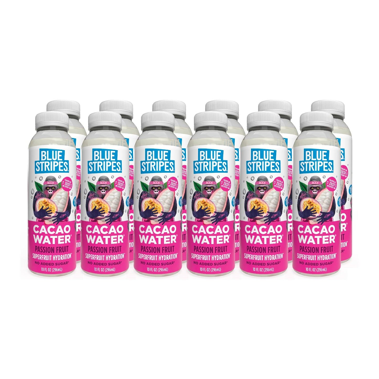 Blue Stripes Cacao Water - Cold Pressed Superfruit Hydration with Electrolytes & Antioxidants, No Sugar Added, All Natural, Grea