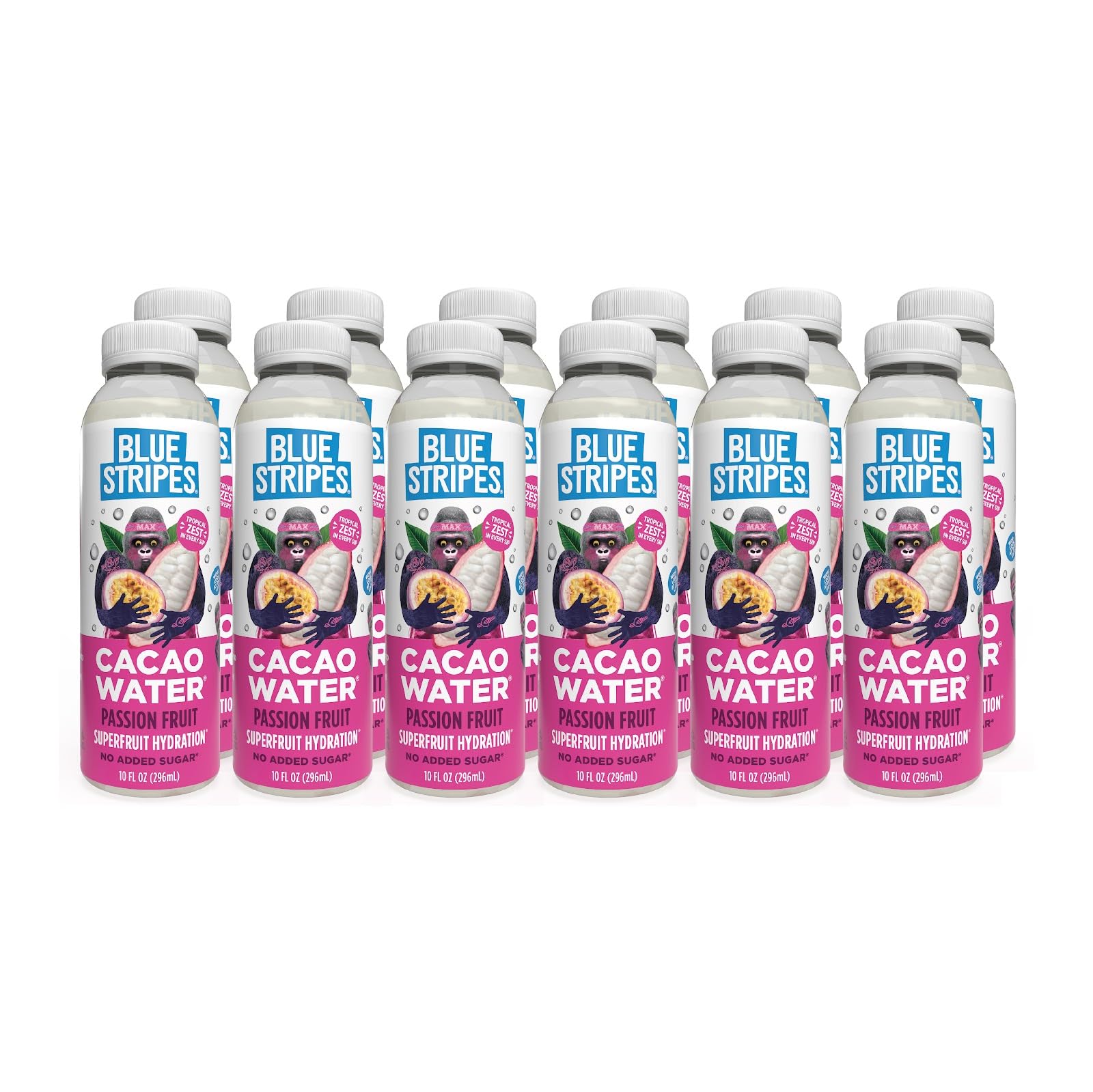 Blue Stripes Cacao Water - Cold Pressed Superfruit Hydration with Electrolytes & Antioxidants, No Sugar Added, All Natural, Grea
