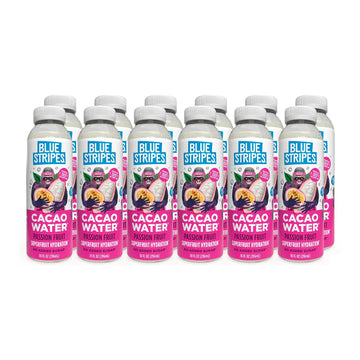 Blue Stripes Cacao Water - Cold Pressed Superfruit Hydration with Electrolytes & Antioxidants, No Sugar Added, All Natural, Grea