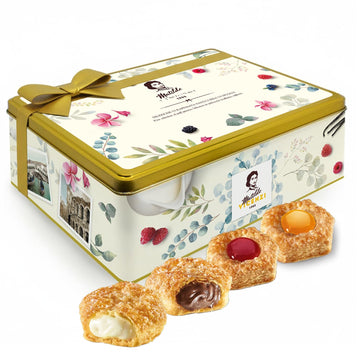Pasticceria Matilde Vicenzi 5 Oclock Tea Time Cookie Assortment Gift Tin - Butter Pastries, Chocolate & Vanilla Filled Gourmet Cookies - Bakery Snacks Made In Italy For Gifting - 13.76Oz (390G)
