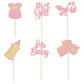 Gyufise 24Pcs Oh Baby Cupcake Toppers Glitter It'S A Girl Cupcake Picks Bow Dress Baby Bottle Baby Shower Cake Decorations For G