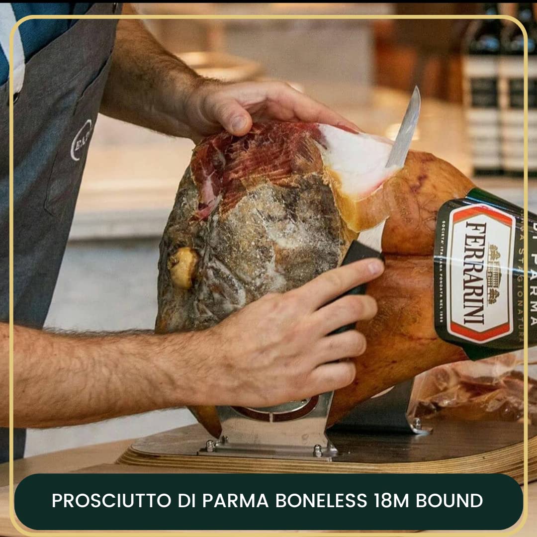 Ferrarini, Prosciutto Di Parma, Premium Grade, Dop, Aged 18 Months, Boneless,16-21 Lbs +/- Per Piece Prosciutto Crudo. Product W