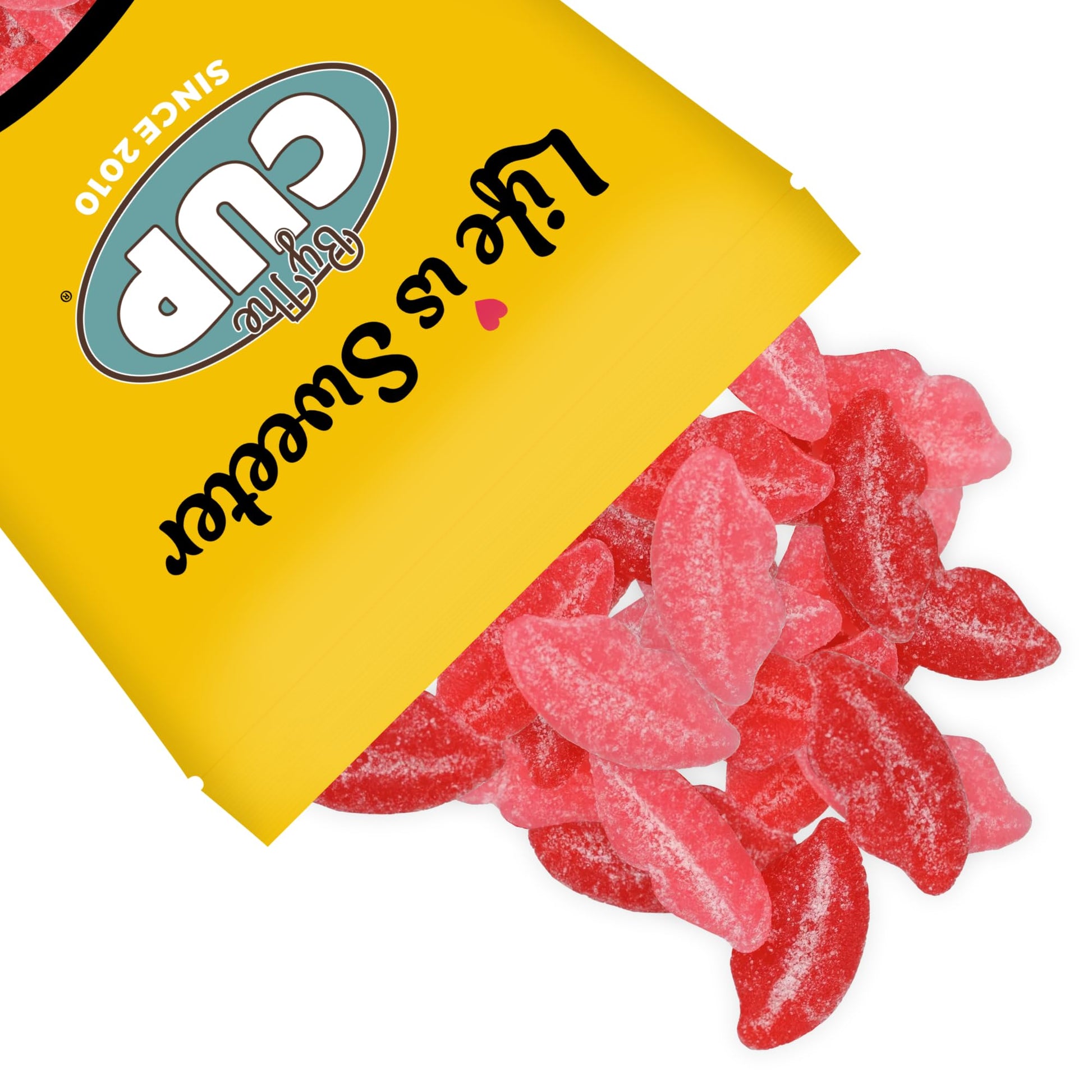 By The Cup Sour Pucker-up Gummy Lips, 1 lb Bulk Bag