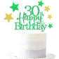 Glittery 30Th Happy Birthday Cake Topper With Star,Personalised 30 Birthday Cake Toppers Party Decorations Party Supplies For Bo