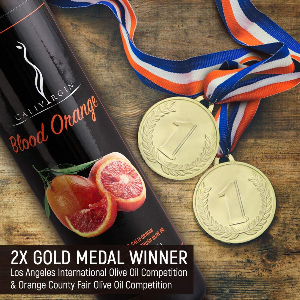 Calivirgin Blood Orange Olive Oil - Blood Orange Infused Extra Virgin Olive Oil - Cold Pressed Olive Oil - Blood Orange Flavored