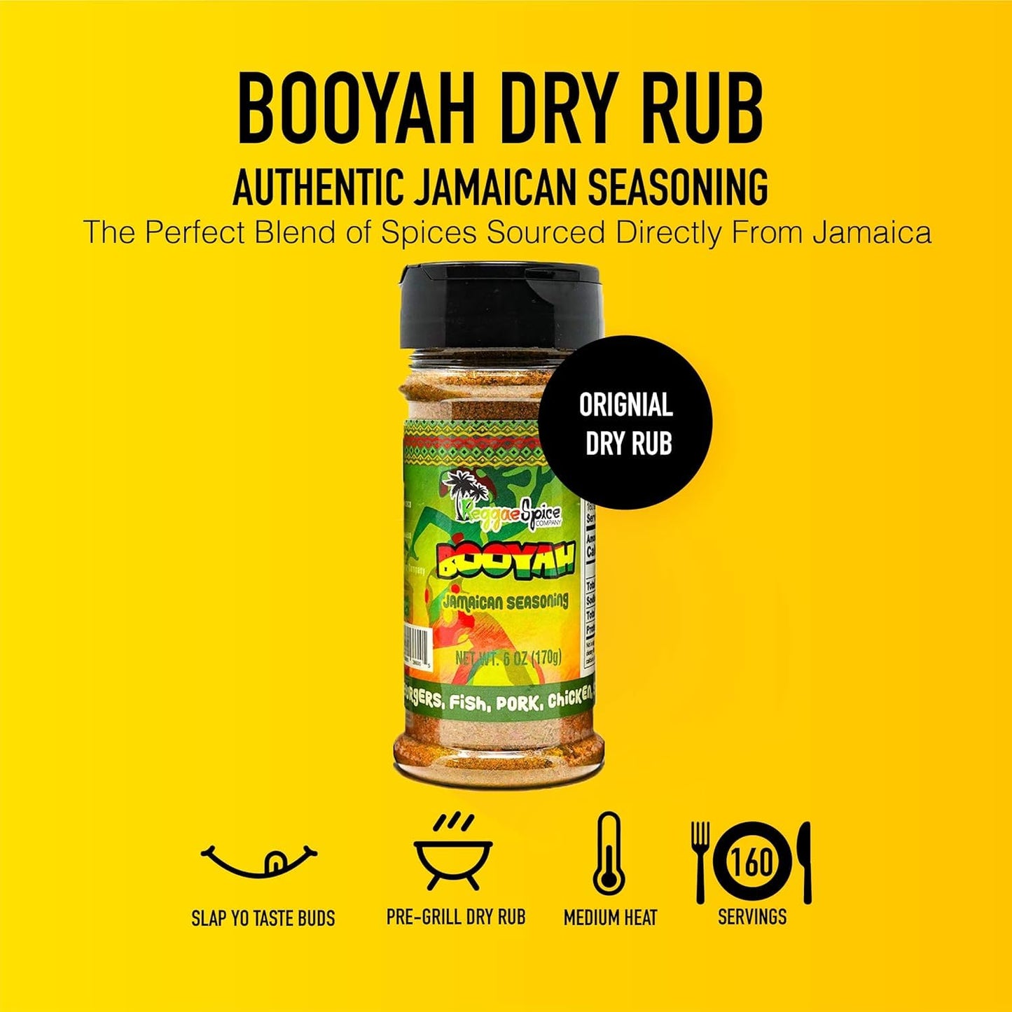 Reggae Spice Booyah Jamaican Jerk Seasoning | Authentic Caribbean Dry Rub Powder Mix for Cooking Meats, Chicken, Beef, Pork, Sea