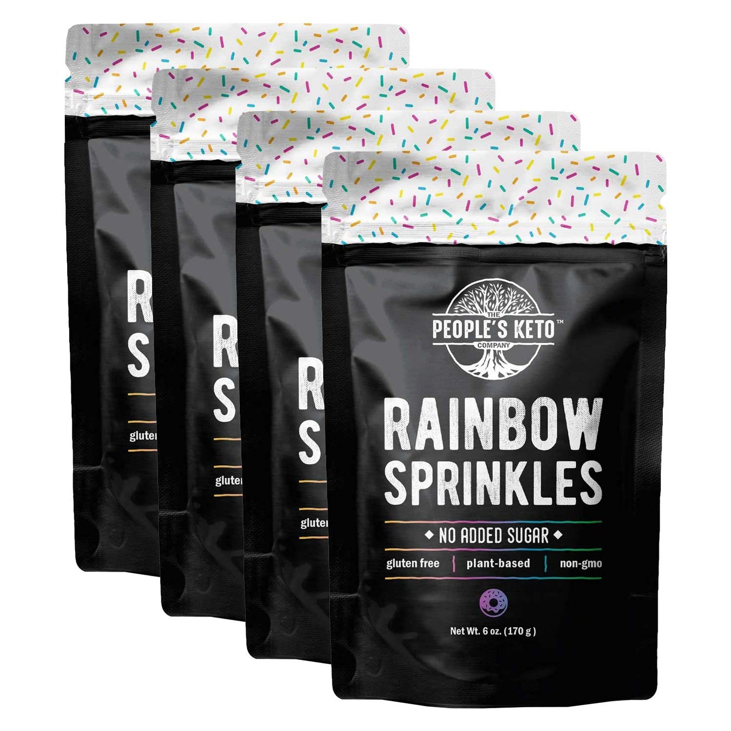 The Peoples Keto Company Keto Sprinkles, Sugar Free, Vegan, Gluten Free, 6 oz. (4 Pack)