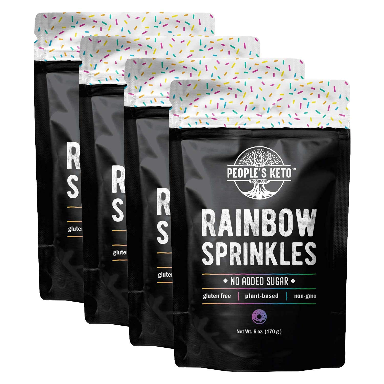 The Peoples Keto Company Keto Sprinkles, Sugar Free, Vegan, Gluten Free, 6 oz. (4 Pack)