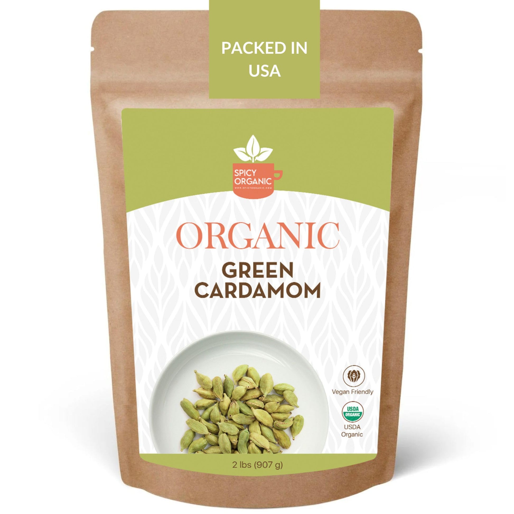 SPICY ORGANIC Green Cardamom Pods - 2 lb - Whole Cardamon Seeds for Authentic Spice Flavor, Natural Cardamon Pod for Tea, Cookin