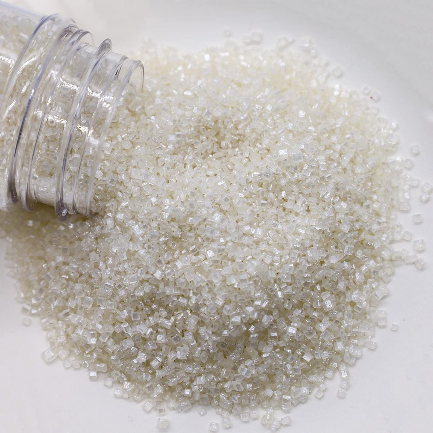 Lebery Sanding Sugar White Edible Sugar Sprinkles Sanding Sugar For Cake Decorating, Edible Crystal Candy White Pearl Sugar For