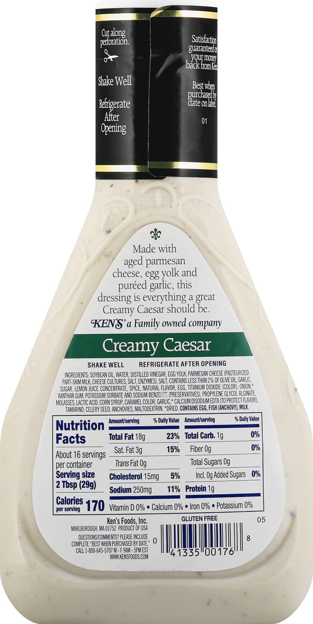 Kens Steakhouse Dressing, Creamy Caesar Dressing, Gluten Free Dressing For Salads Or Spreads, 16 Fl Oz Bottle (Pack Of 3)