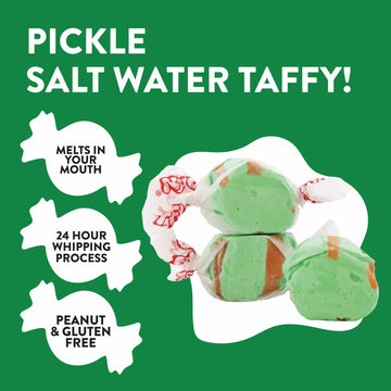 Taffy Town Candies- Pickle | Gourmet Taffy| Nougat-Style Candy| Soft & Delicious| Sumer Snack Treats| Party Good Candies| 2.5Lbs