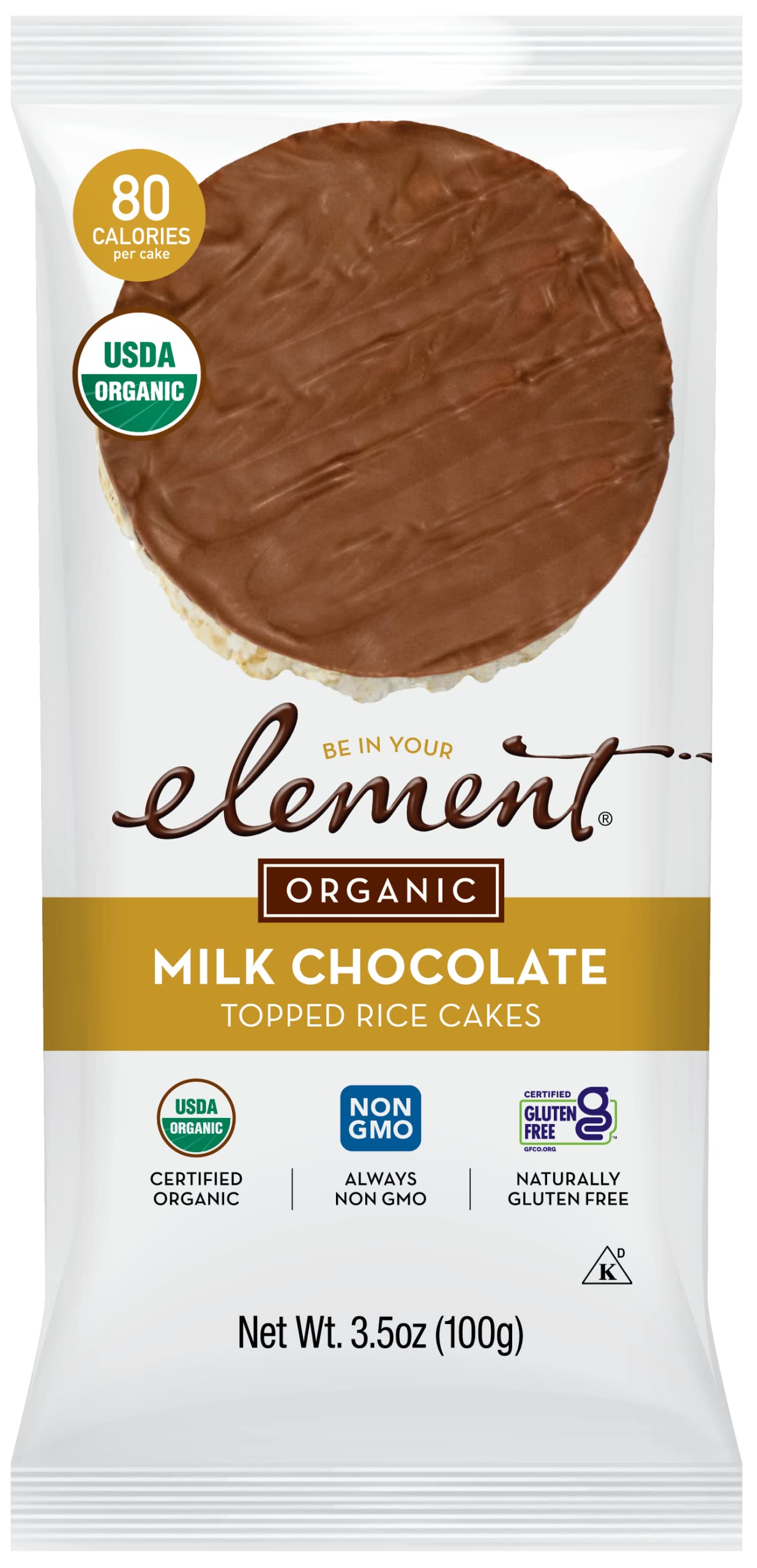 Element Snacks - Organic Milk Chocolate Topped Rice Cakes (Pack Of 6), All-Natural Rice, Organic Healthy Snacks For Kids Or Adul