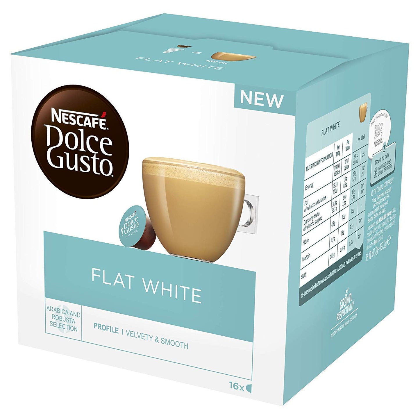 NESCAFÉ DOLCE GUSTO Flat White Coffee Pods, 48 compact pieces, 16 Count (Pack of 3)