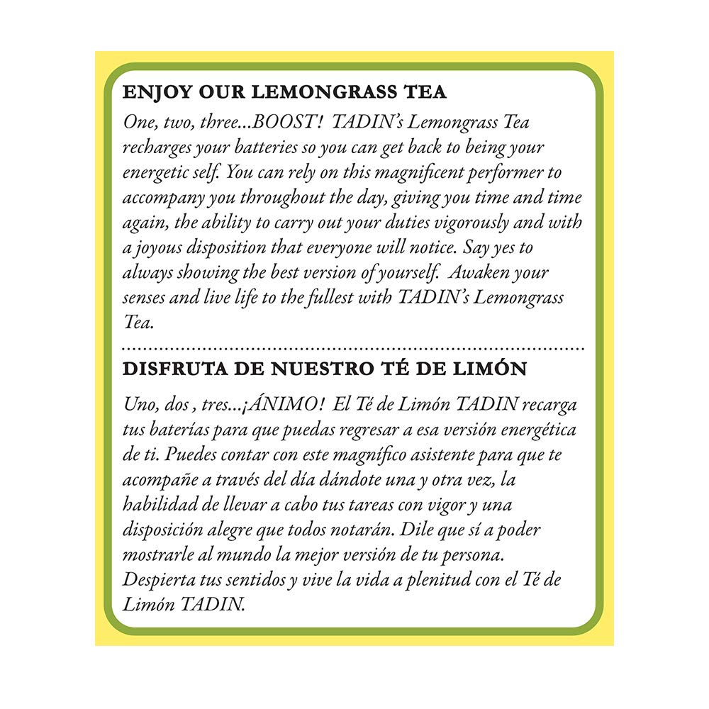 Lemongrass Lemon Tadin Tea - Te De Limon - Premium Tea For Nerves - Pack Of 2