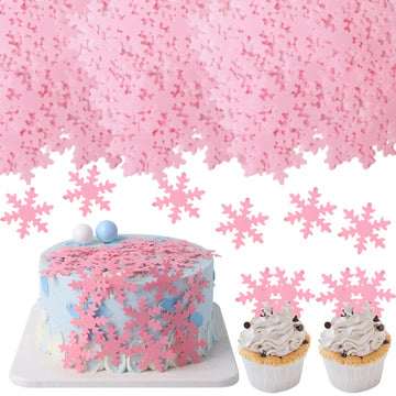50 Pcs Edible Snowflake Cupcake Toppers Winter Frozen Snowflake Cake Picks Decorations For Snowflake Theme Winter Wonderland Bab