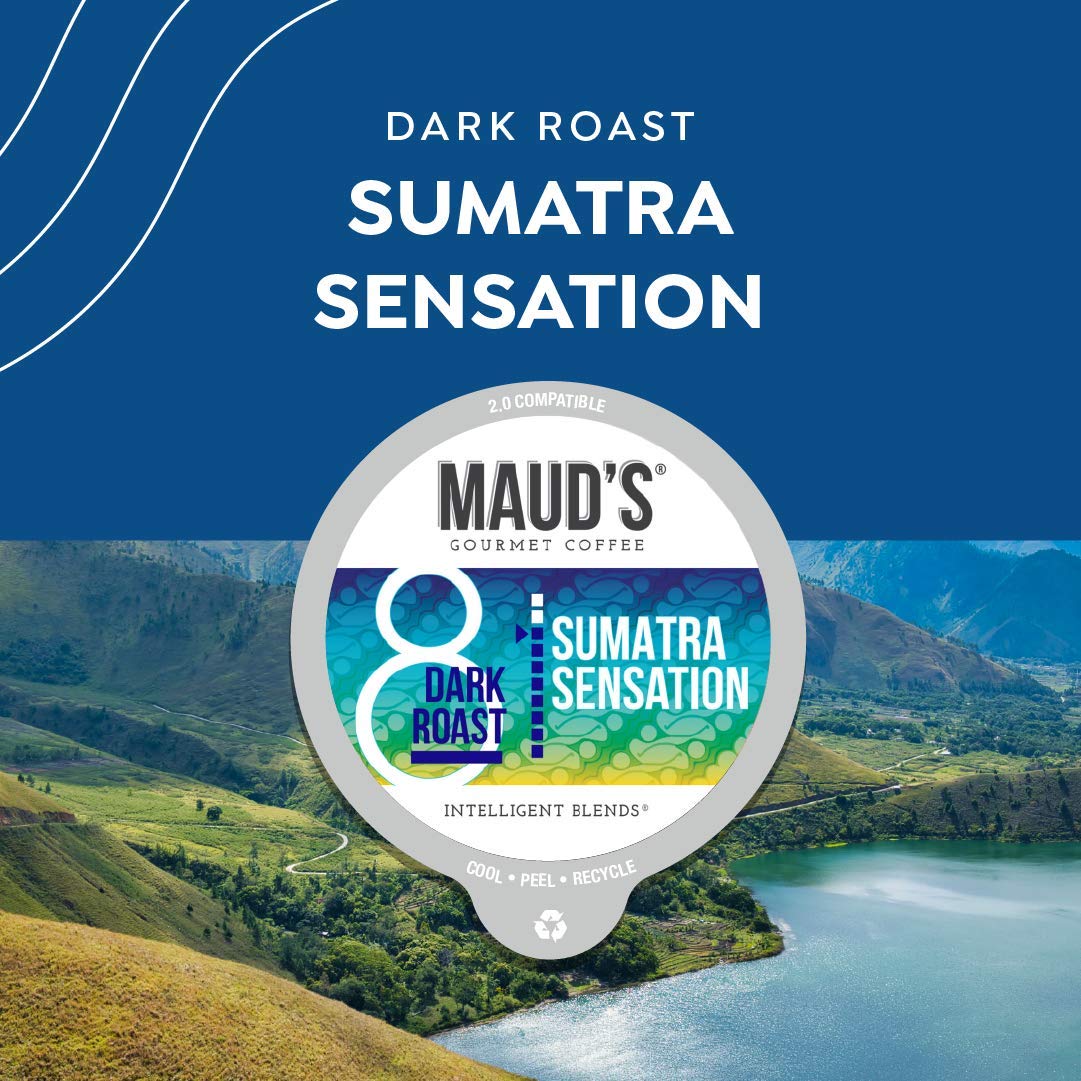 Mauds Sumatra Dark Roast Coffee Pods  100 ct | Sumatra Sensation Coffee | 100% Arabica Dark Roast Coffee | Solar Energy Produced Recyclable Pods Compatible with Keurig K Cups Maker
