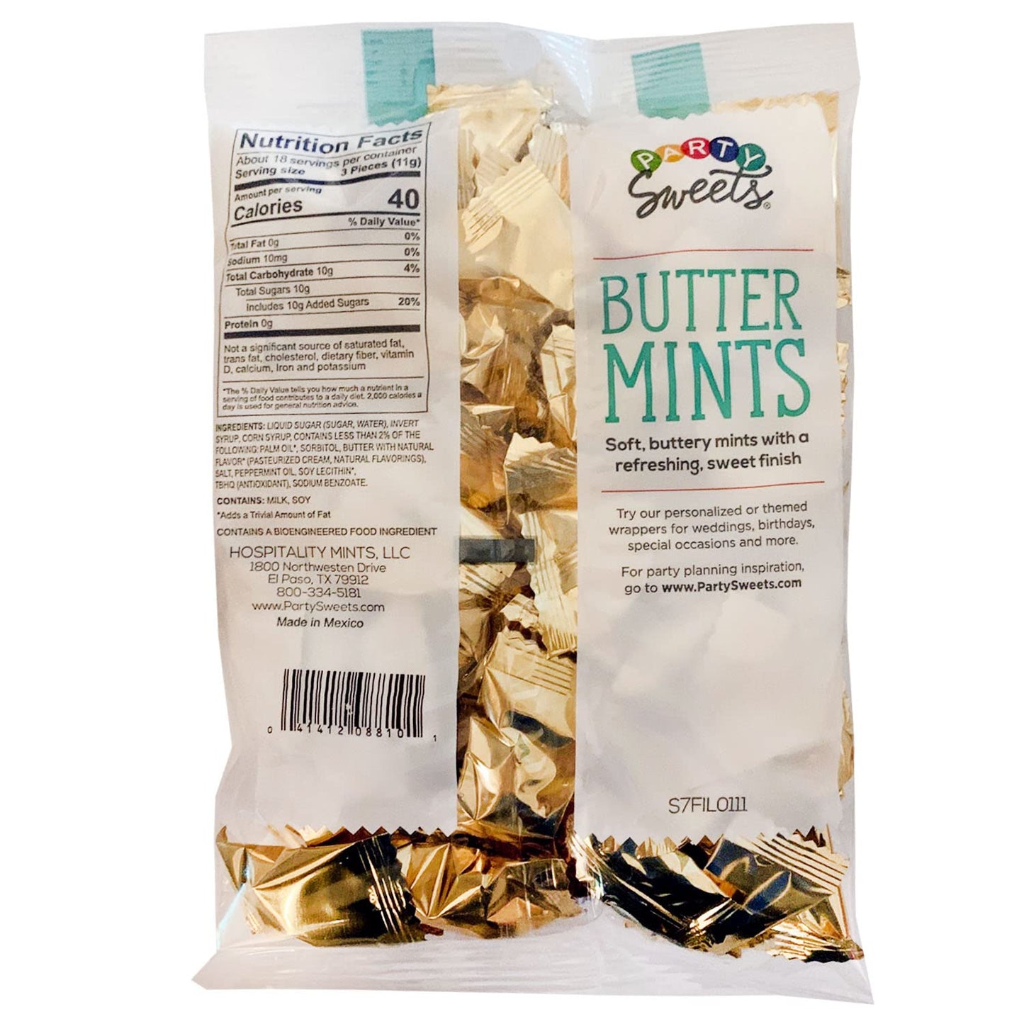 Party Sweets By Hospitality Mints Metallic Gold Buttermints, 7-Ounce Bags (Pack Of 6)