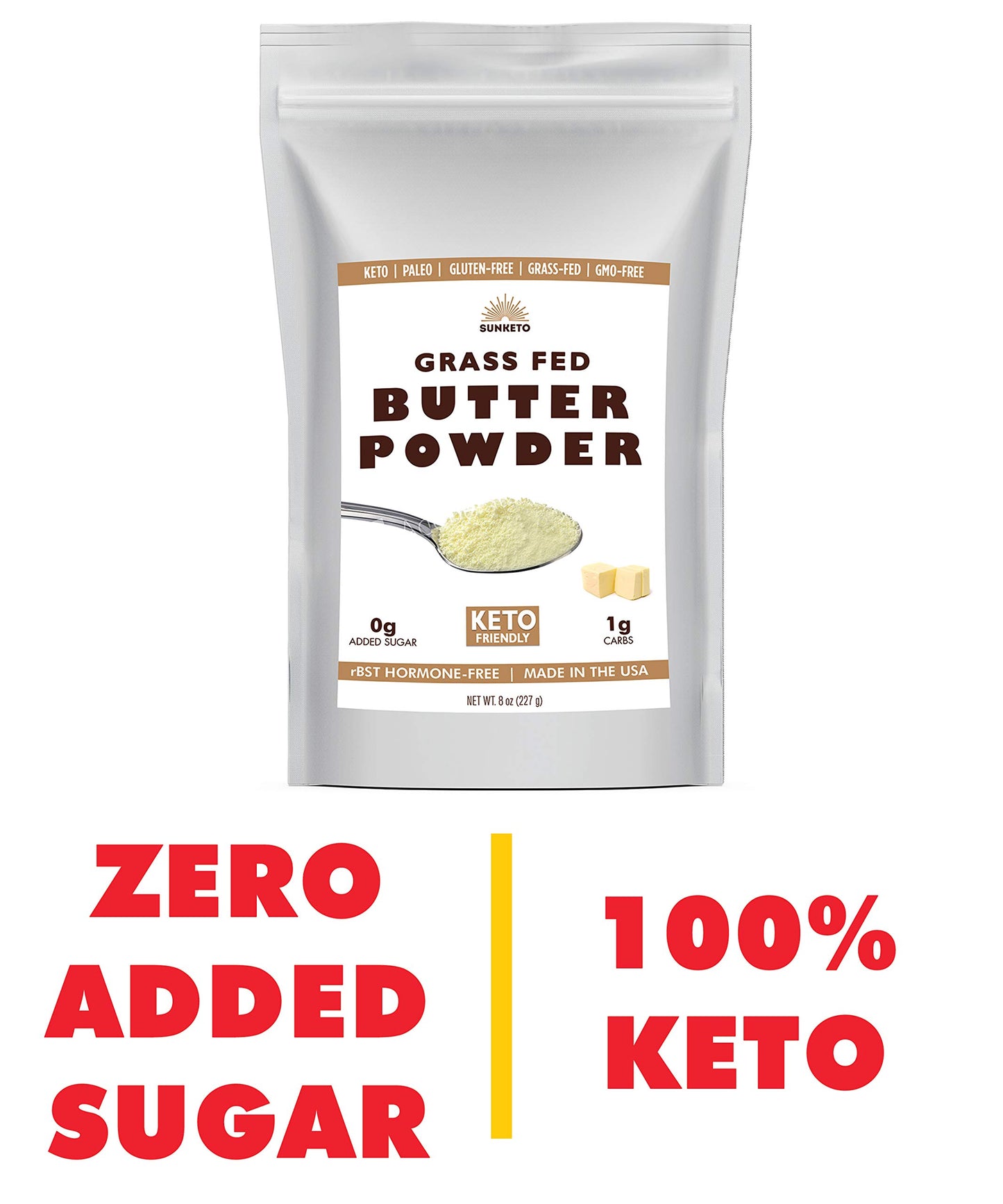 Organic Grassfed Real Butter Powder - Keto Non Gmo Rbst   Free Paleo Low Carb Sugar Free Gluten Free - Healthy Fat   - Great In Keto Coffee - Unsalted 8Oz