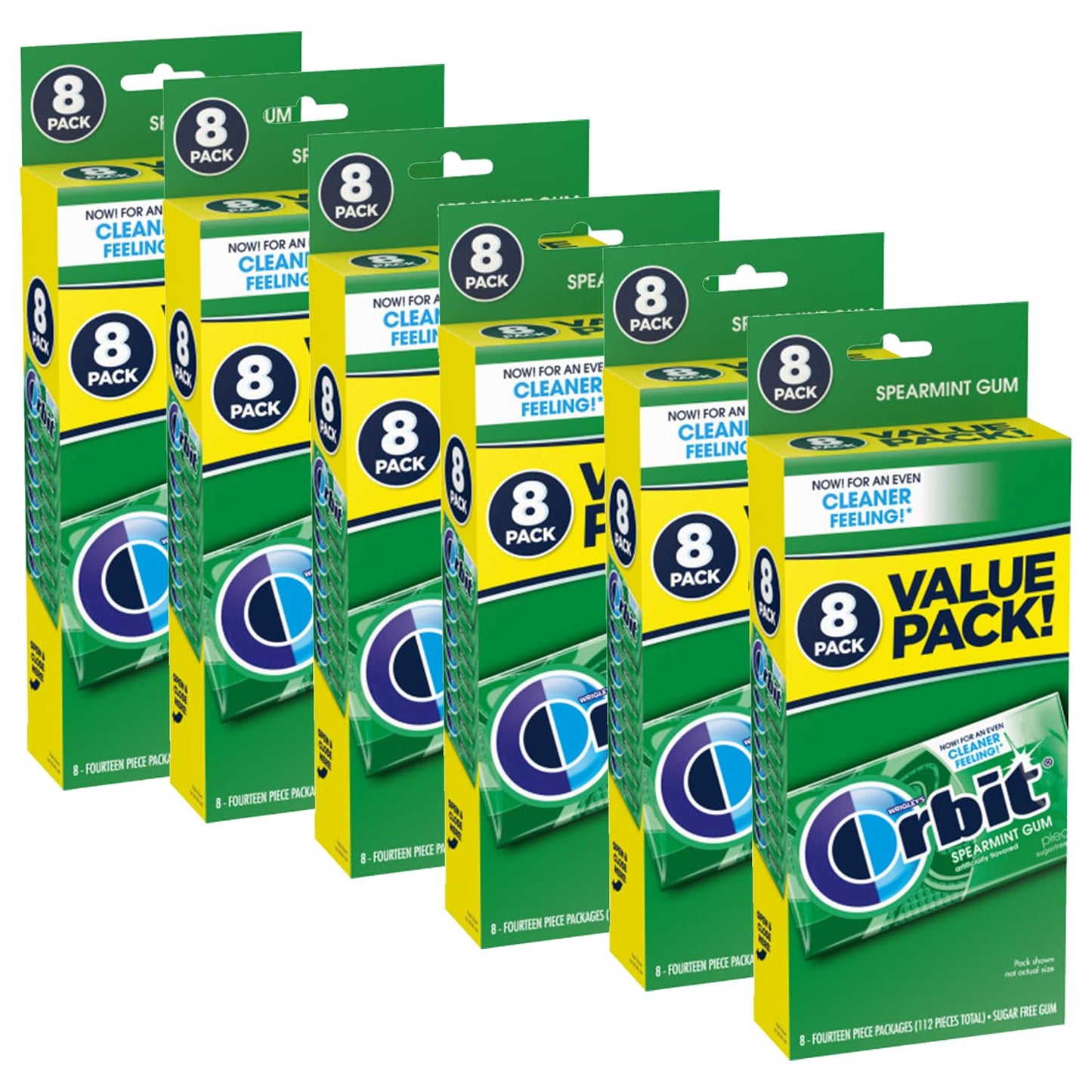 ORBIT Spearmint Sugarless Chewing Gum Bulk, 8 Packs of 14-Pieces, Case of 6 (672 Total Pieces)