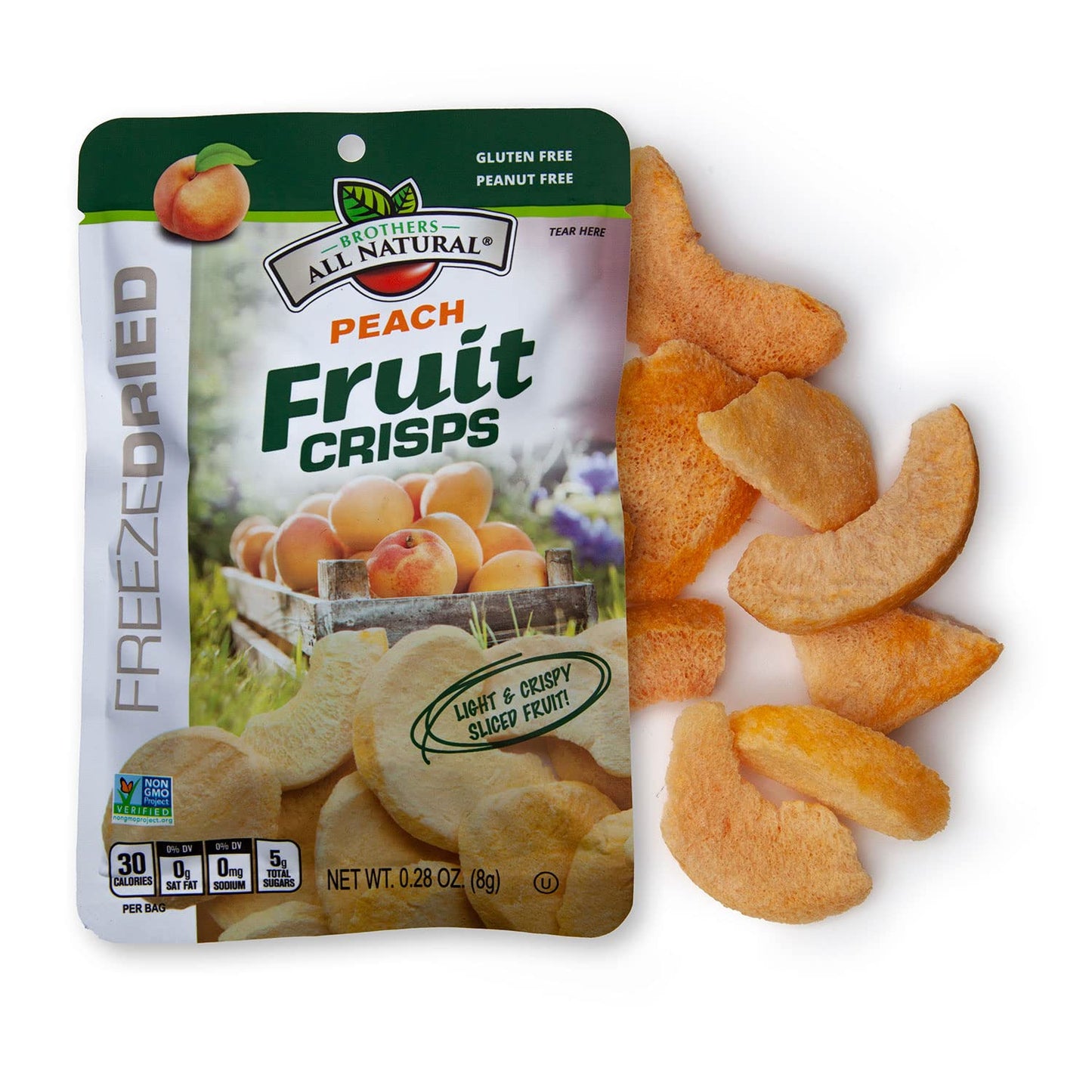 Brothers-ALL-Natural Fruit Crisps  Yellow Peach  0.28-Ounce Bags (Pack of 24)