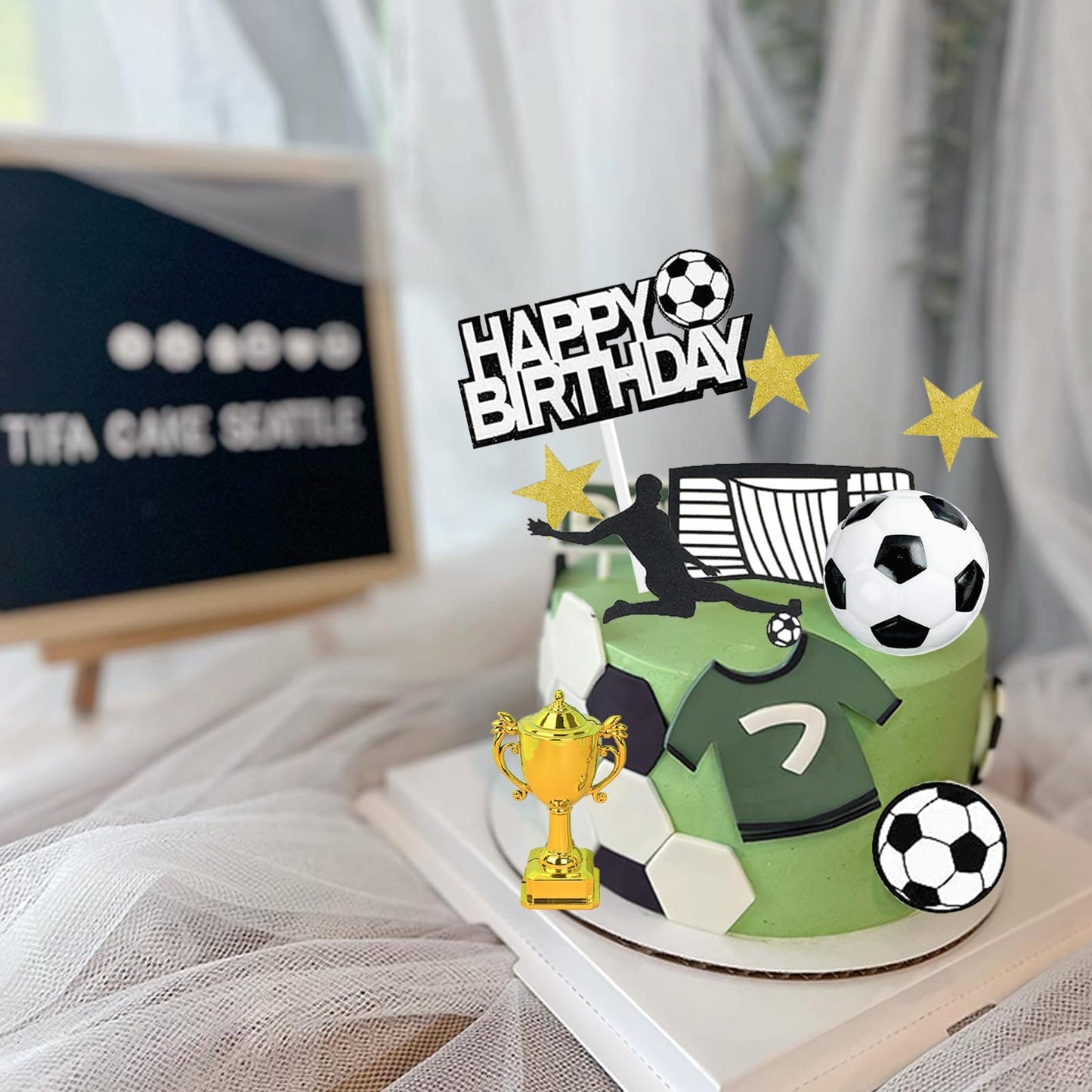 36 Pcs Soccer Cake Toppers Football Cake Decorations For Soccer Theme Party Football Theme Party Sport Party Supplies