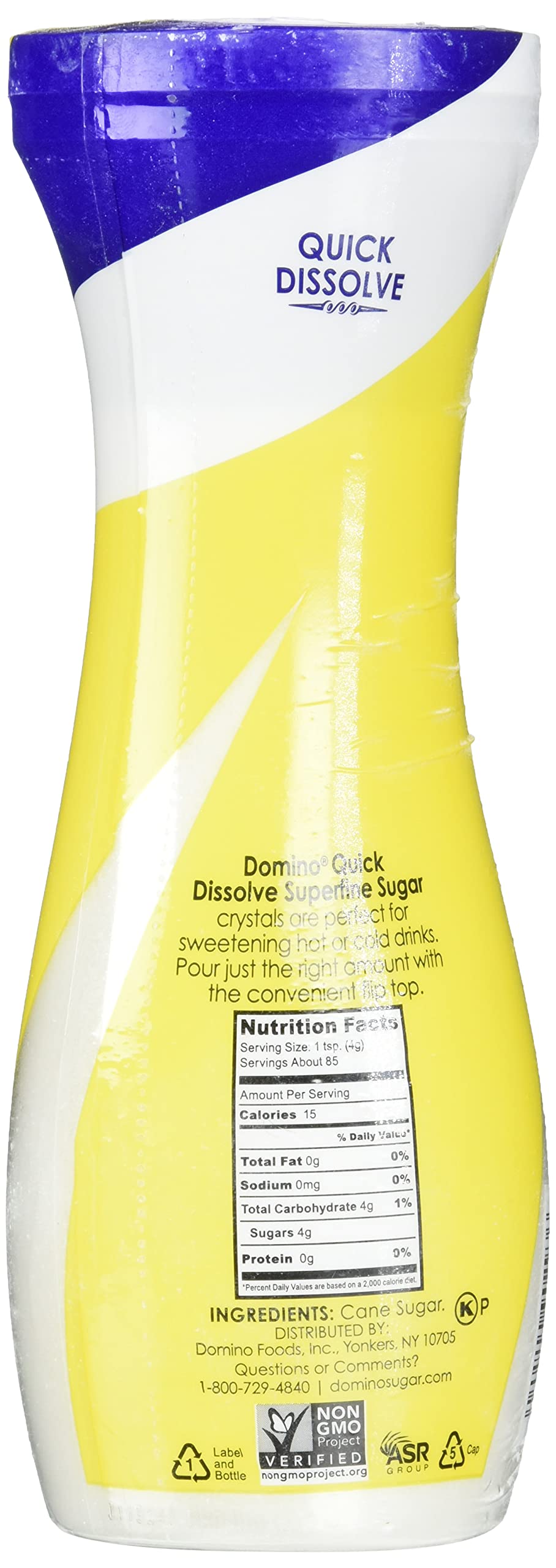 Domino White Sugar Pure Cane Sugar Quick Dissolve Superfine, 12 Ounce Flip Top (1 Pack)