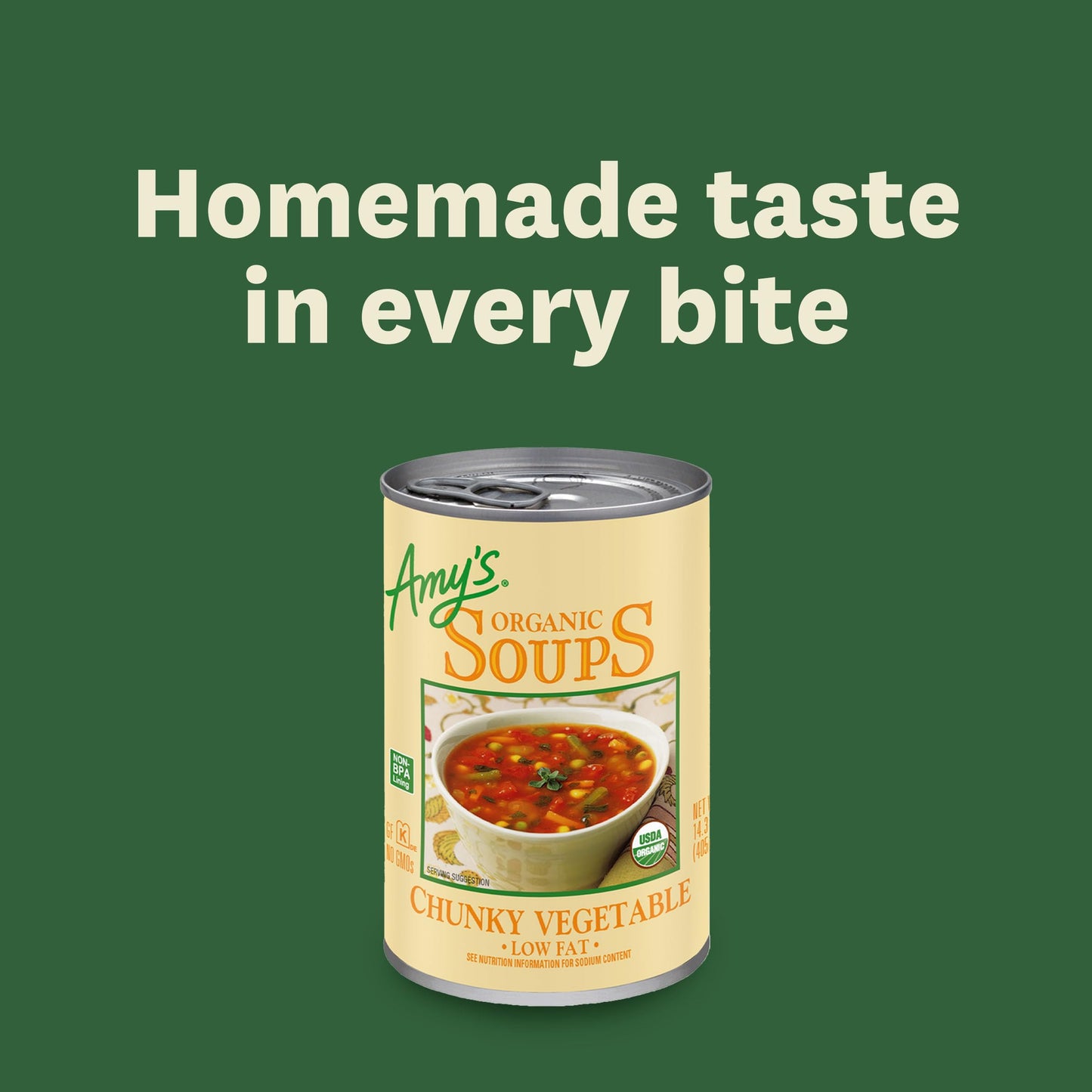 Amys Soup  Vegan Chunky Vegetable Soup  Gluten Free  Made with Organic Vegetables  Canned Soup  14.3 Oz