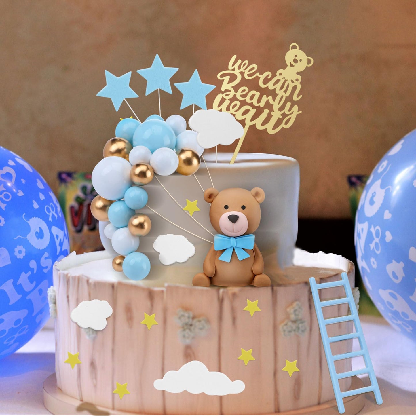 37 Pcs Brown Bear Cake Decorations We Can Bearly Wait Cake Topper For Birthday Baby Shower Party Supplies Decorations (Cute)