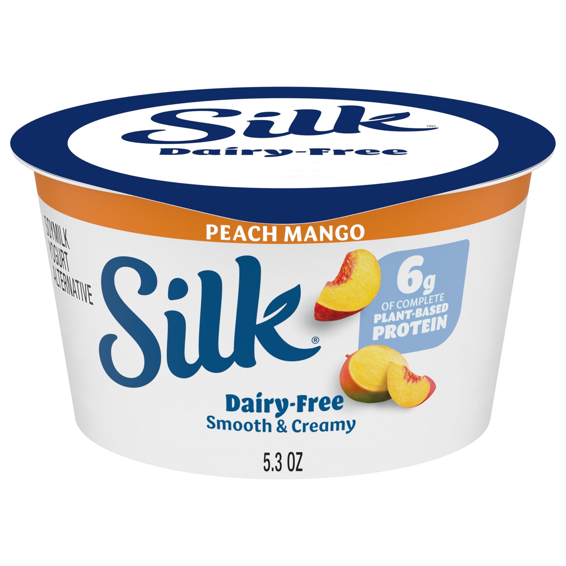 Silk Peach Mango Dairy Free, Soy Milk Yogurt Alternative, Smooth and Creamy Plant Based Yogurt with 6 Grams of Protein Per Servi