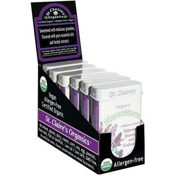 St. Claires Organic Breath Mints, (Merrymints, 1.5 Ounce Tin, Pack Of 6) | Gluten-Free, Vegan, Gmo-Free, Plant-Based, Allergen-Free | Made In Our Allergen-Free Facility