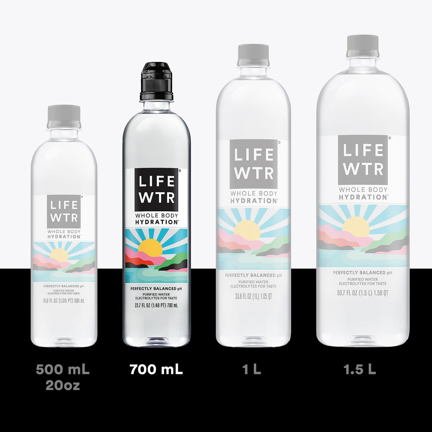 LIFEWTR enhanced Purified Water  pH Balanced with Electrolytes  100% recycled plastic bottles  23.7 Fl Oz Flip Cap Bottles  700 mL (Pack of 12)