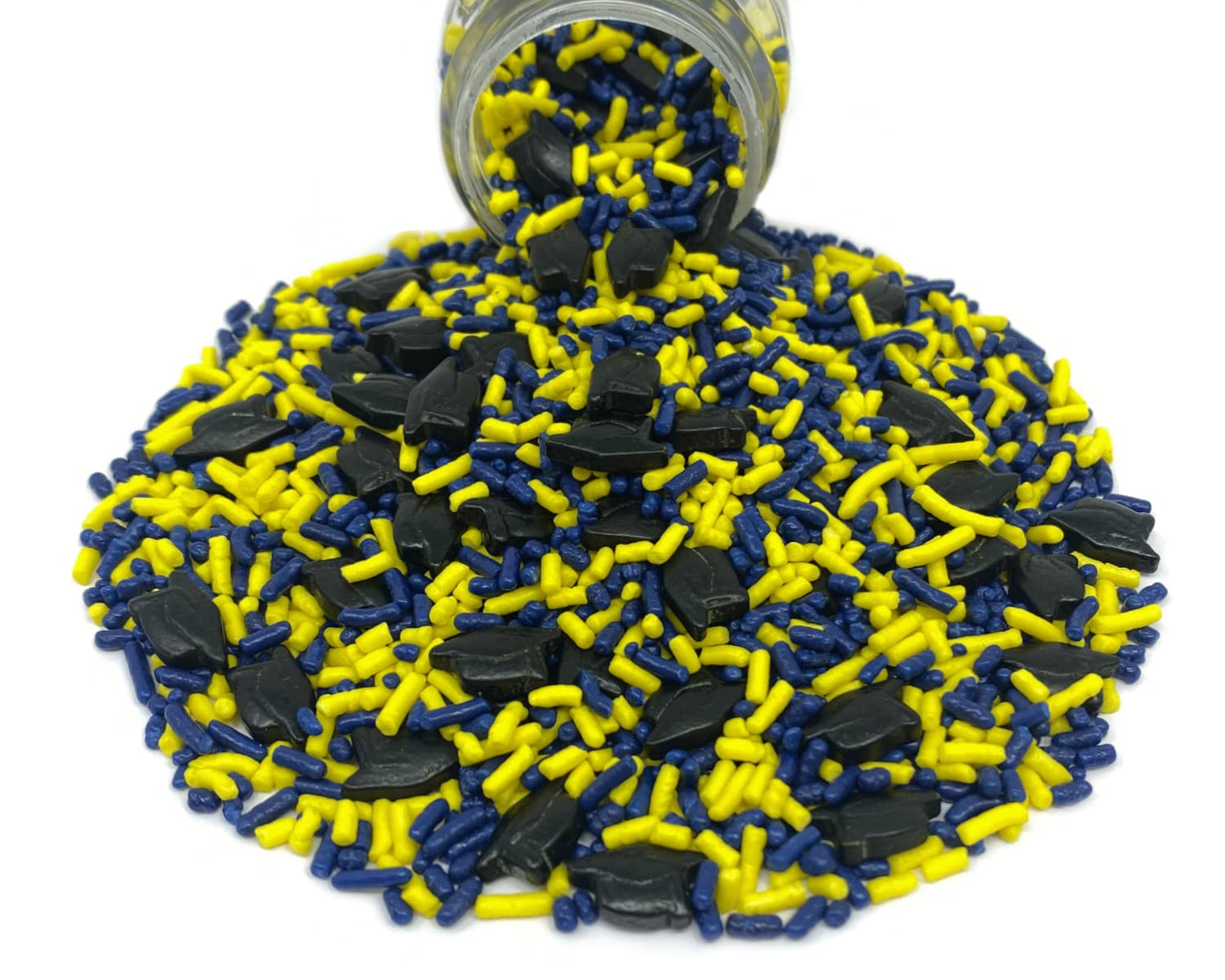 Mystic Sprinkles Graduation Day Sprinkles Mixes (Graduation Day! Navy Blue & Yellow Sprinkle Mix 3.8Oz)