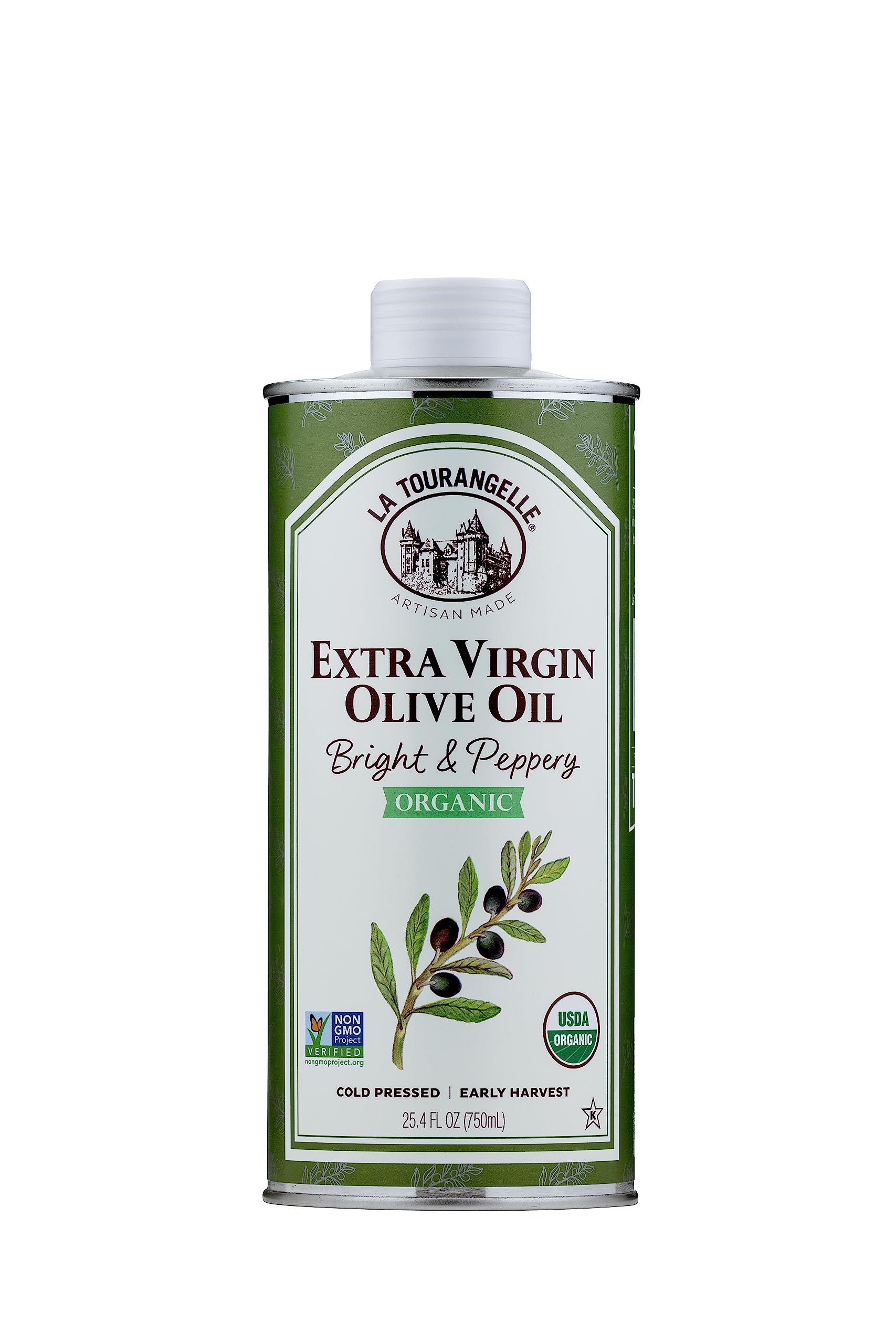 La Tourangelle, Organic Extra Virgin Olive Oil, Cold-Pressed High Antioxidant Picual Olives From Spain, 25.4 Fl Oz