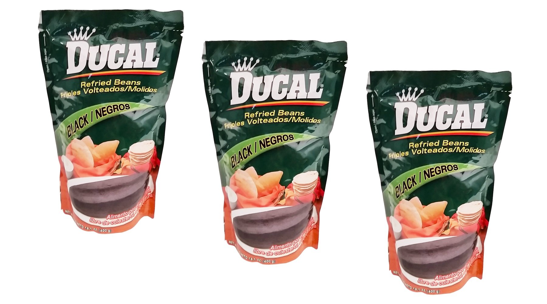 Ducal Refried Black Beans 14.1Oz / 400Grs Frijoles Negros Volteados (3 Pack)