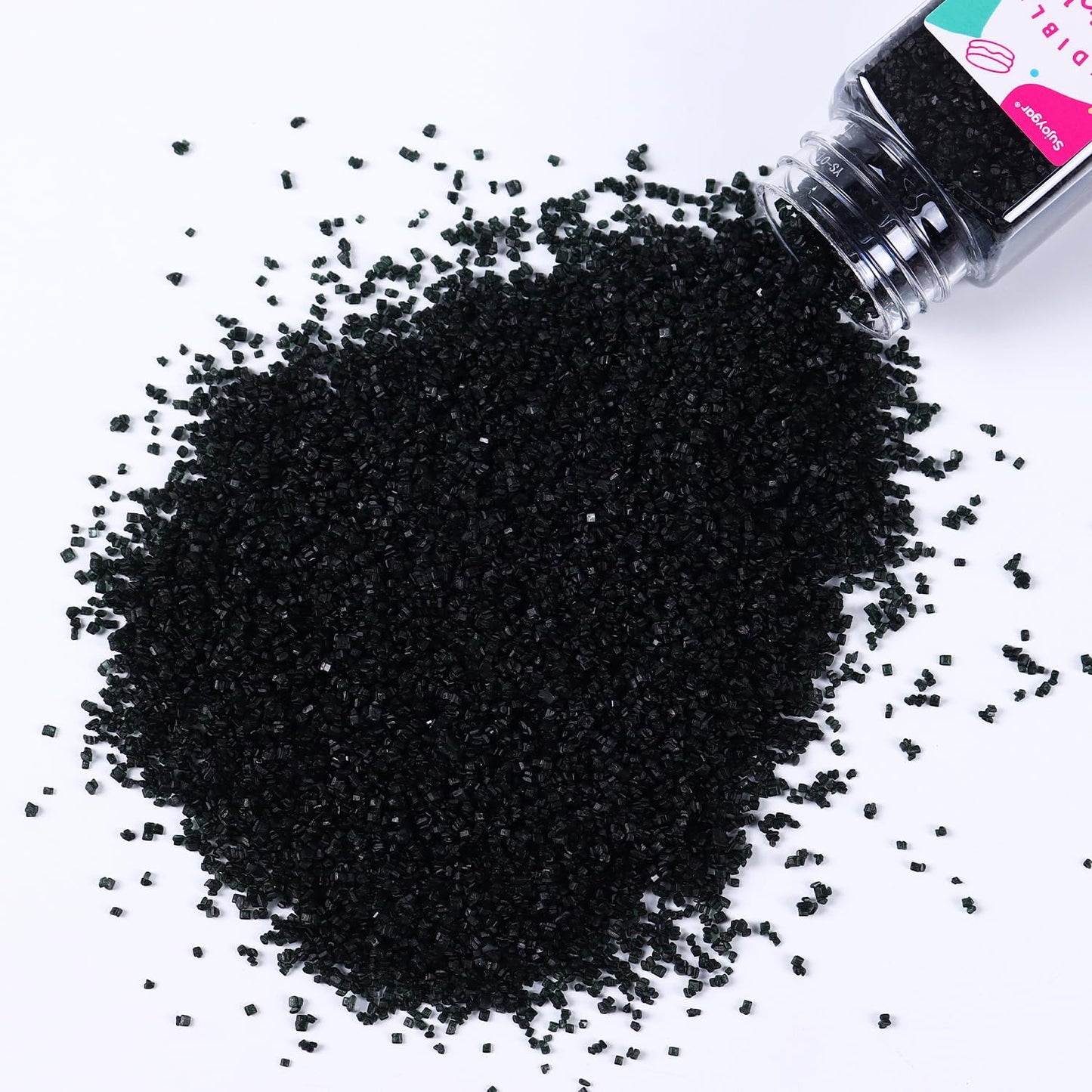 Black Sprinkles For Cake Decorating, 3.52Oz Black Sanding Sugar Sprinkles, Edible Glitter Sprinkles For Cupcake Toppers Baking D