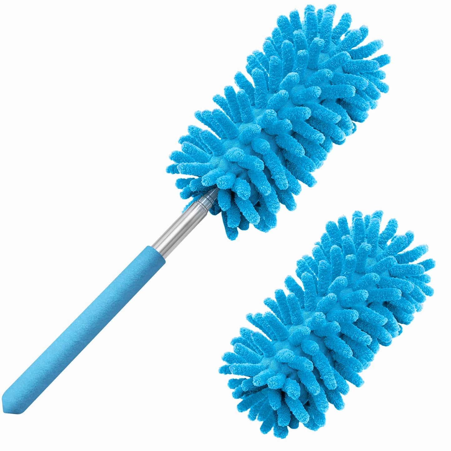 Microfiber Duster For Cleaning, Tukuos Hand Washable Dusters With 2Pcs Replaceable Microfiber Head, Extendable Pole, Detachable