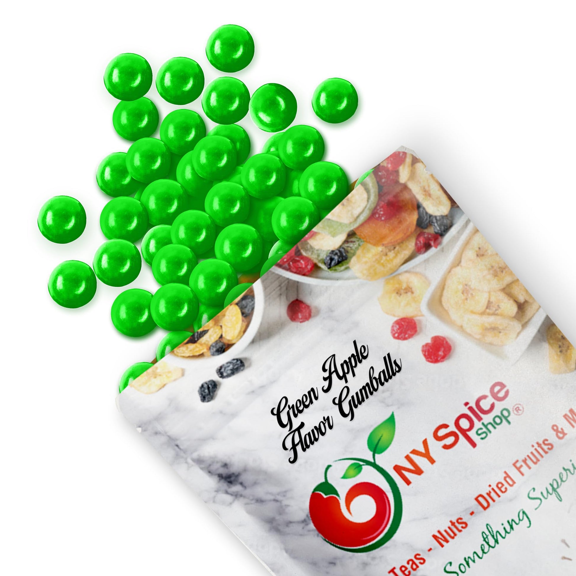 NY Spice Shop Green Apple Gumballs - 1 Pound Gumballs for Gumball Machine - Chewing Gum Dubble Bubble Gumballs - Fruit Flavored 