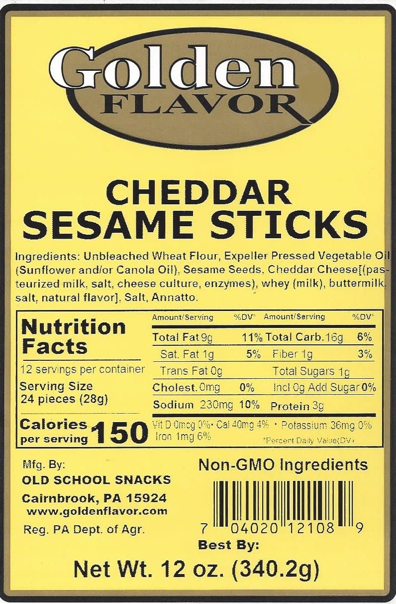 Golden Flavor Sesame Sticks - Cheddar - 3 pounds total - (4) 12 ounce bags