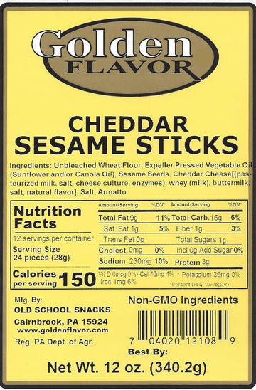Golden Flavor Sesame Sticks - Cheddar - 3 pounds total - (4) 12 ounce bags