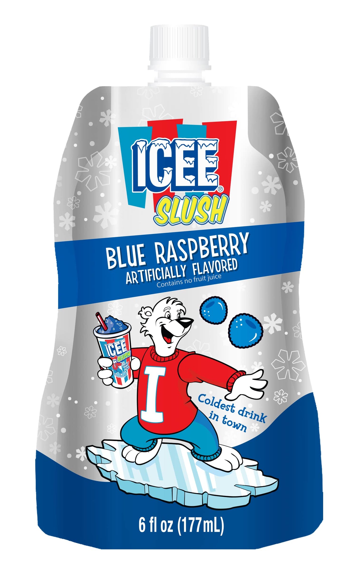 Icee Slush Pouches, 24 Piece Case, Blue Raspberry Flavor, 8.01 Fl Oz Each, Model 2002