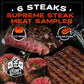 Grumpy Butcher 6 Steaks Supreme Sampler Gift Box: 4 Top Sirloin & 2 Large Filet Mignon - Premium Steak Meat Food Gifts Basket Me