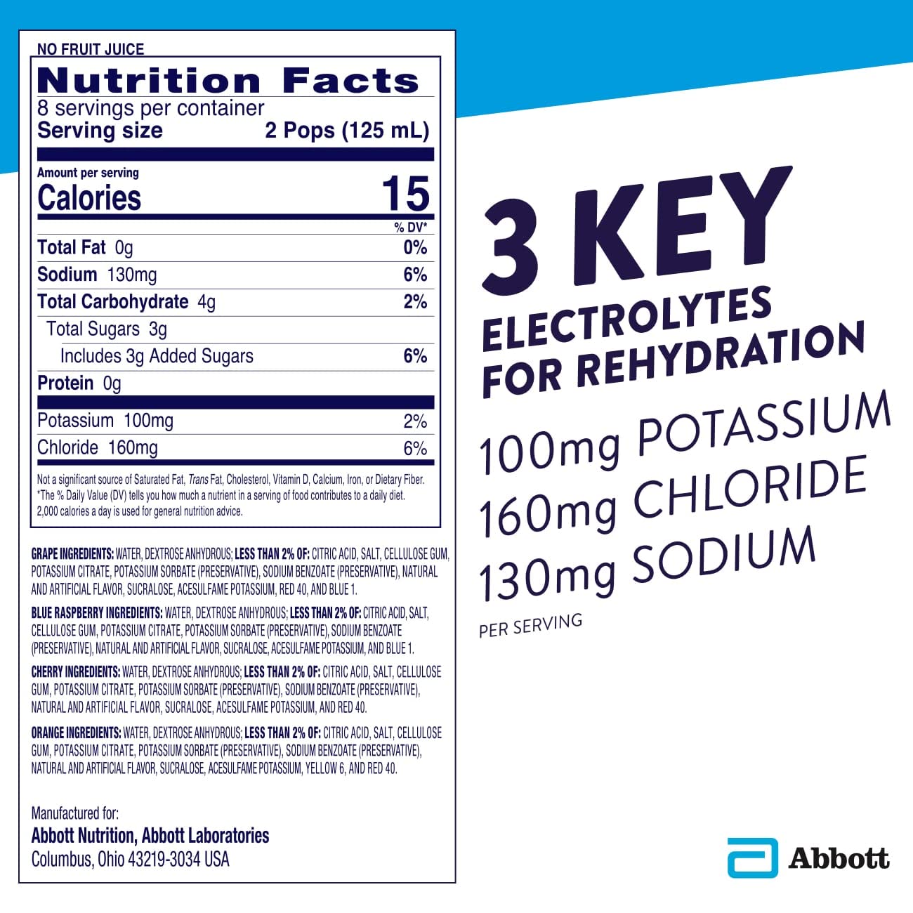 Pedialyte Electrolyte Solution Freezer Pops, Variety Pack, 16 Count (Pack Of 4)