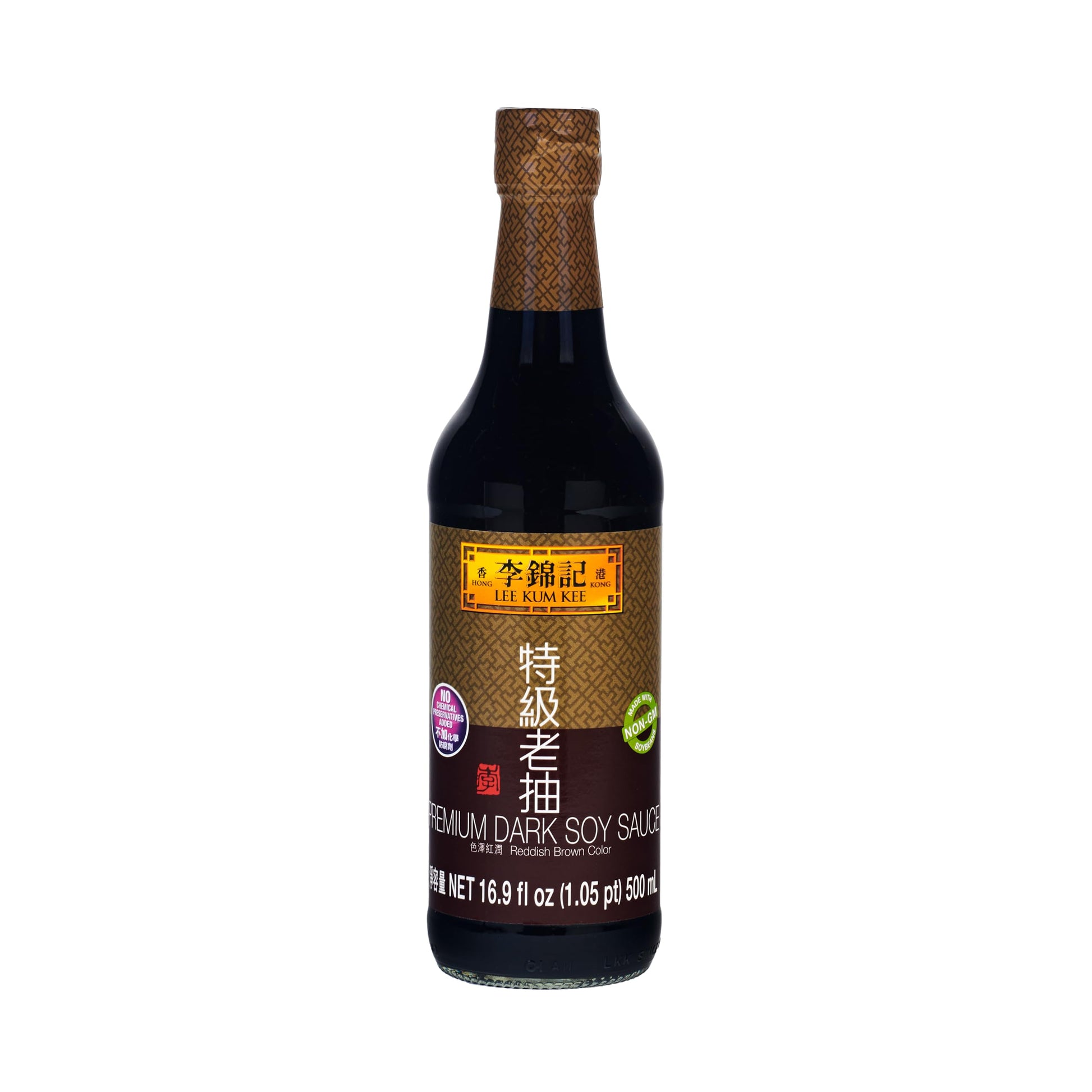 Lee Kum Kee Premium Dark Soy Sauce, Naturally Brewed, 16.9 Oz, Non-GMO, Vegan, No MSG, Best for Stews & Stir-Fried Dishes