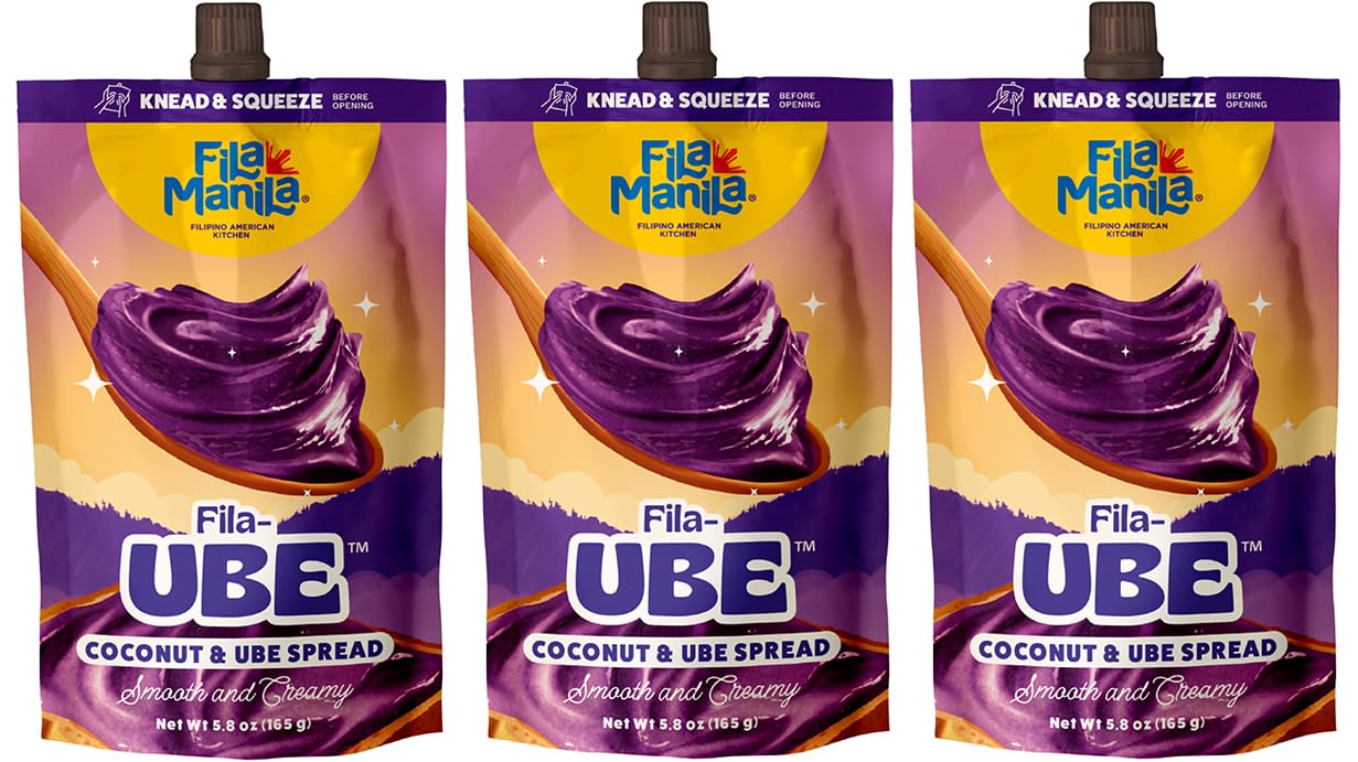 Fila Manila Ube Coconut Spread - Vegan, Gluten Free, Dairy Free - 5.8 OZ Pouch - 3 Pack