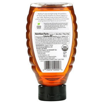 Madhava Organic Golden Honey Squeeze 16 Oz