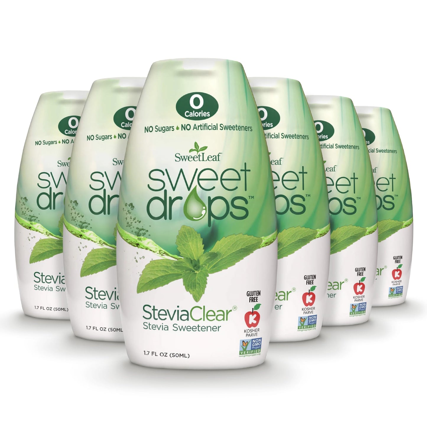 SweetLeaf SteviaClear Sweet Drops Liquid Sweetener, No Bitter Aftertaste, 1.7 Fl Oz (Pack of 6), Non-GMO, Squeezable