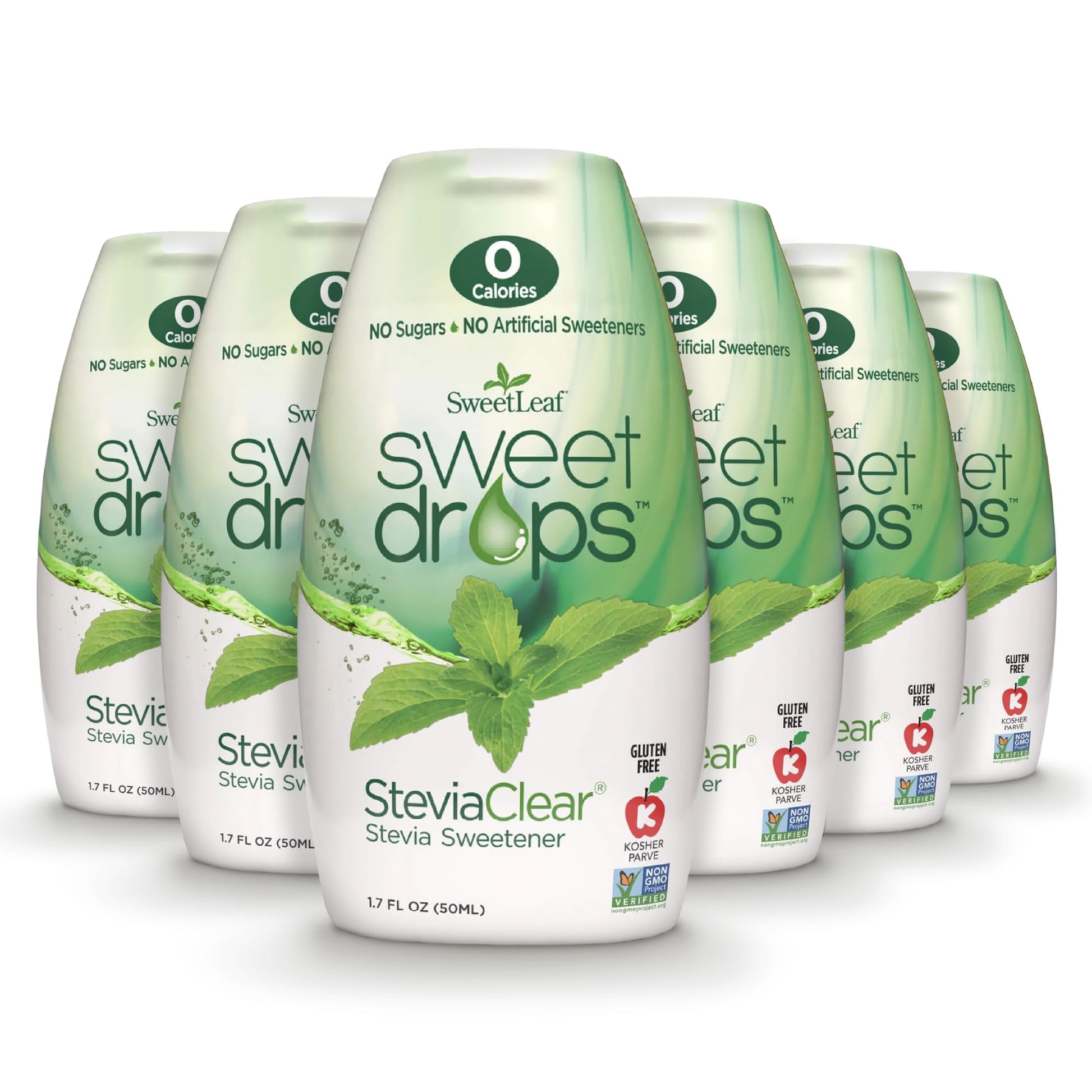 SweetLeaf SteviaClear Sweet Drops Liquid Sweetener, No Bitter Aftertaste, 1.7 Fl Oz (Pack of 6), Non-GMO, Squeezable